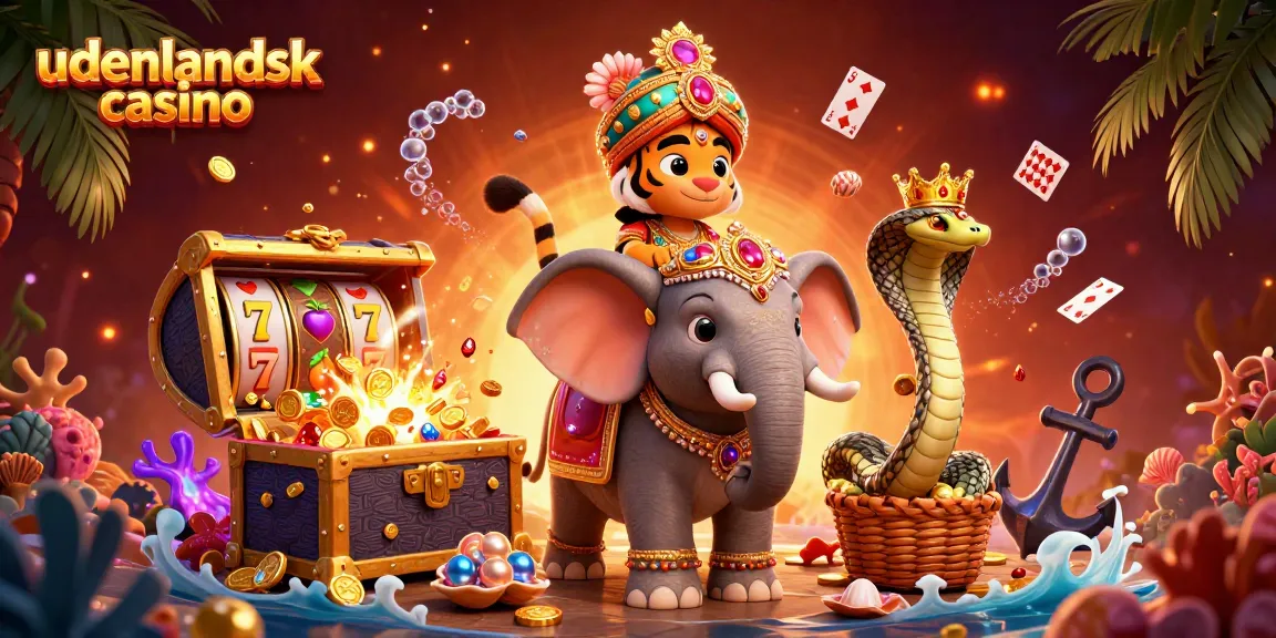 Engage with udenlandsk casino: A vivid illustration showcasing an Indian maharaja tiger amidst gaming surprises.
