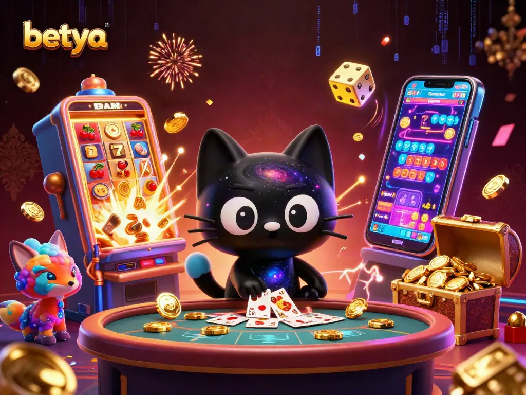 Betya players winning with a vibrant cosmic casino environment filled with games and excitement.